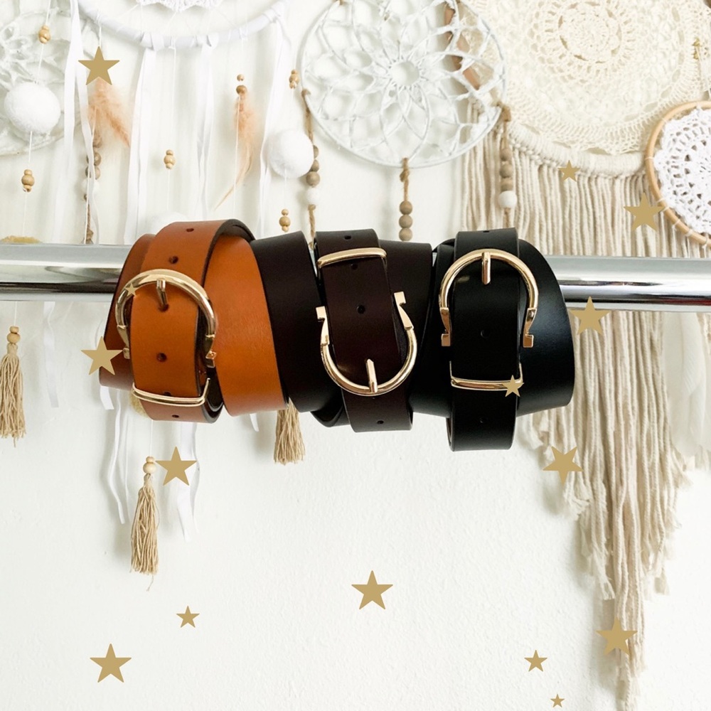 Brown Leather Belt with Horseshoe Buckle - Picture 5 of 5